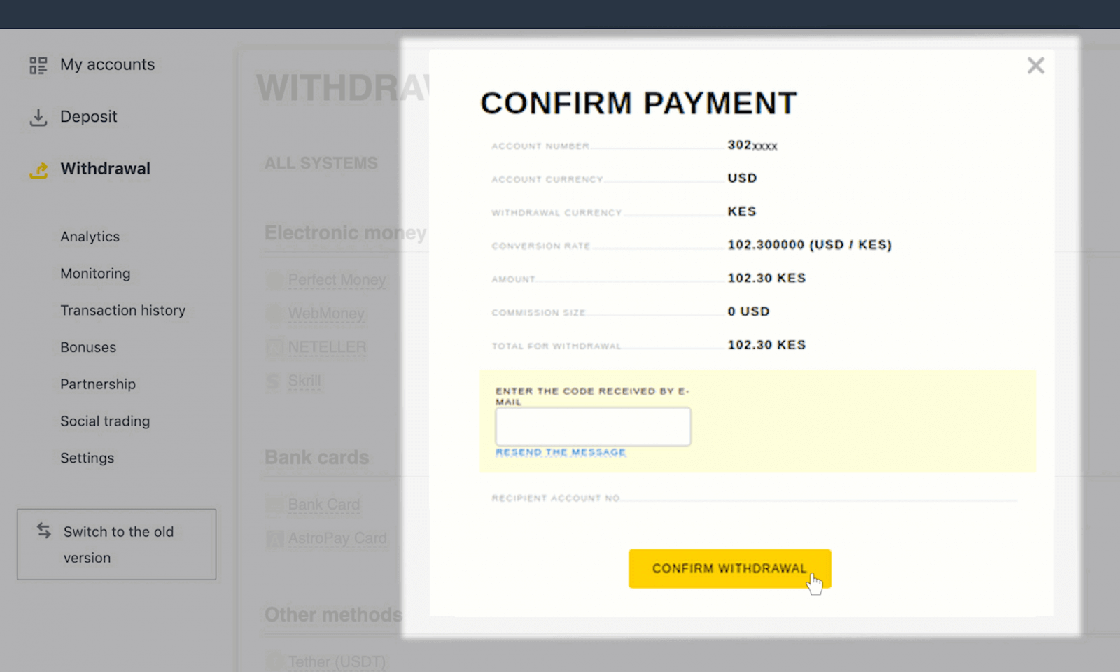 Deposit and Withdrawal using M-Pesa on Exness