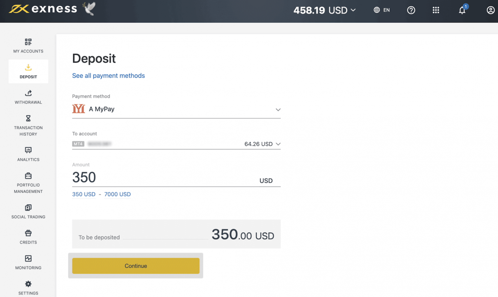 Exness Deposit and Withdraw Money in China