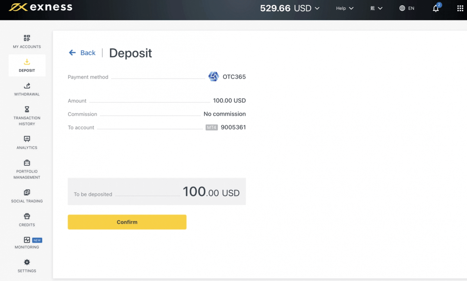 Exness Deposit and Withdraw Money in China