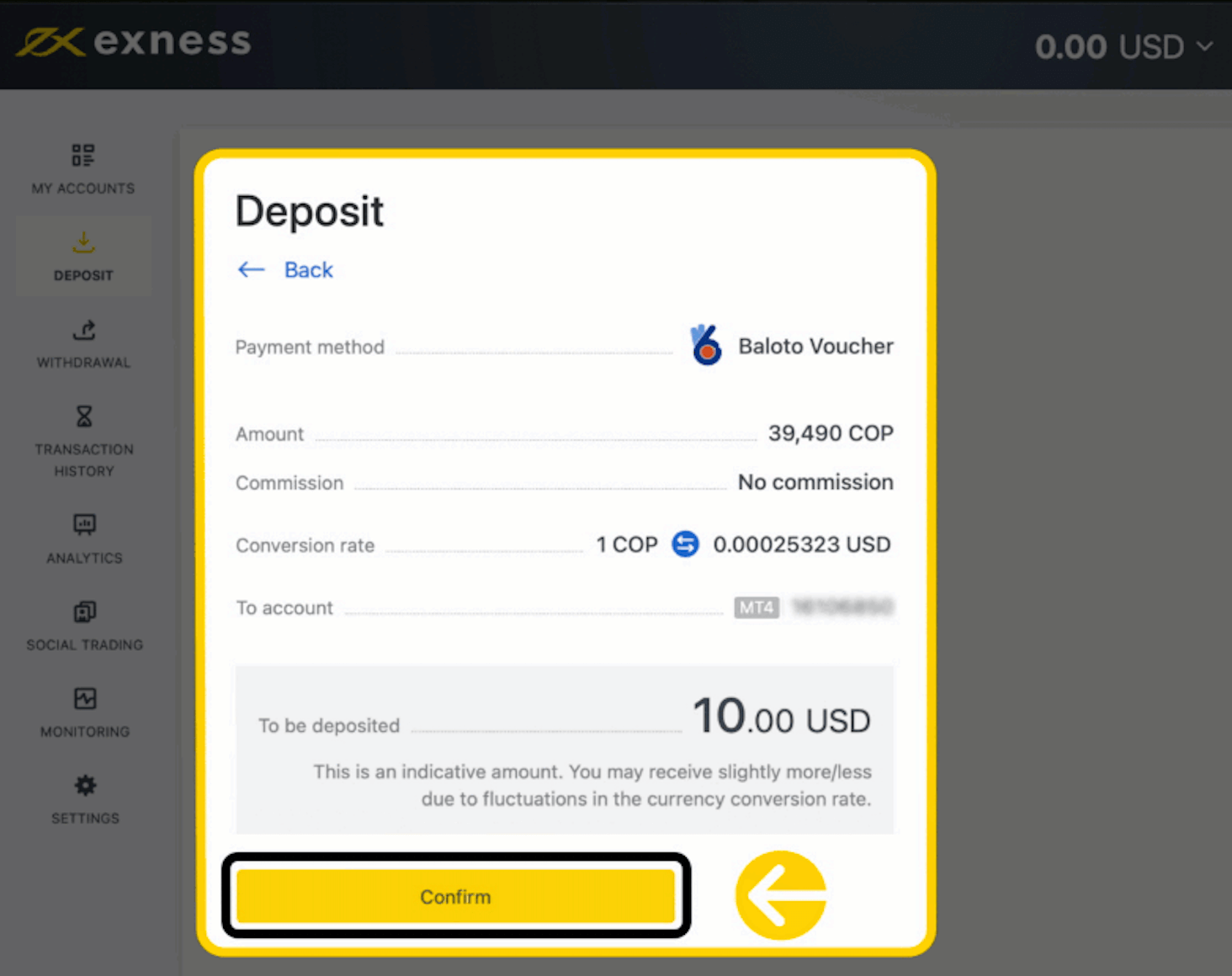 Exness Deposit and Withdraw Money in Colombia