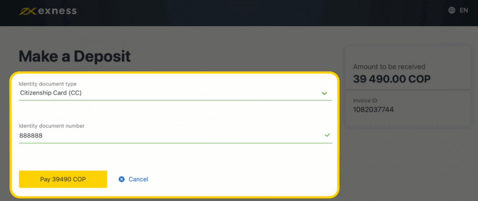 Exness Deposit and Withdraw Money in Colombia