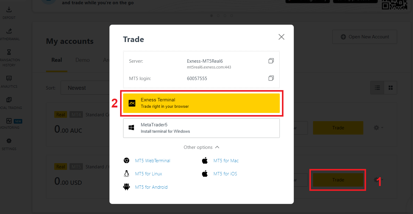 How to Login and start trading Forex on Exness