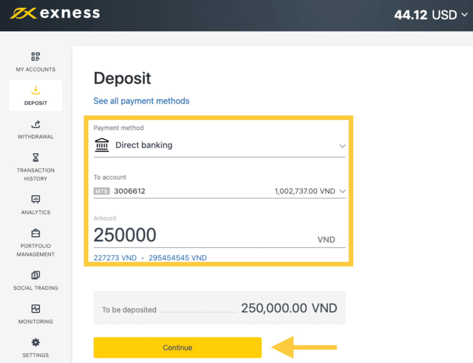Exness Deposit and Withdraw Money in Vietnam