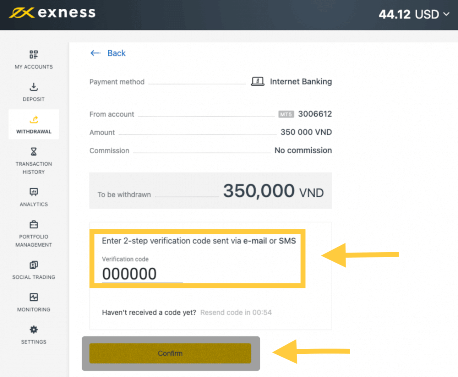 Exness Deposit and Withdraw Money in Vietnam