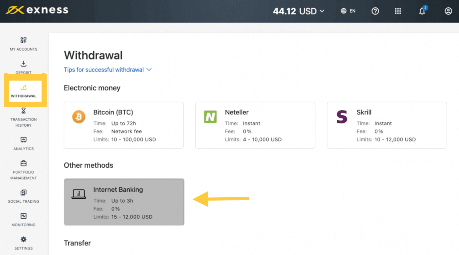 Exness Deposit and Withdraw Money in Vietnam