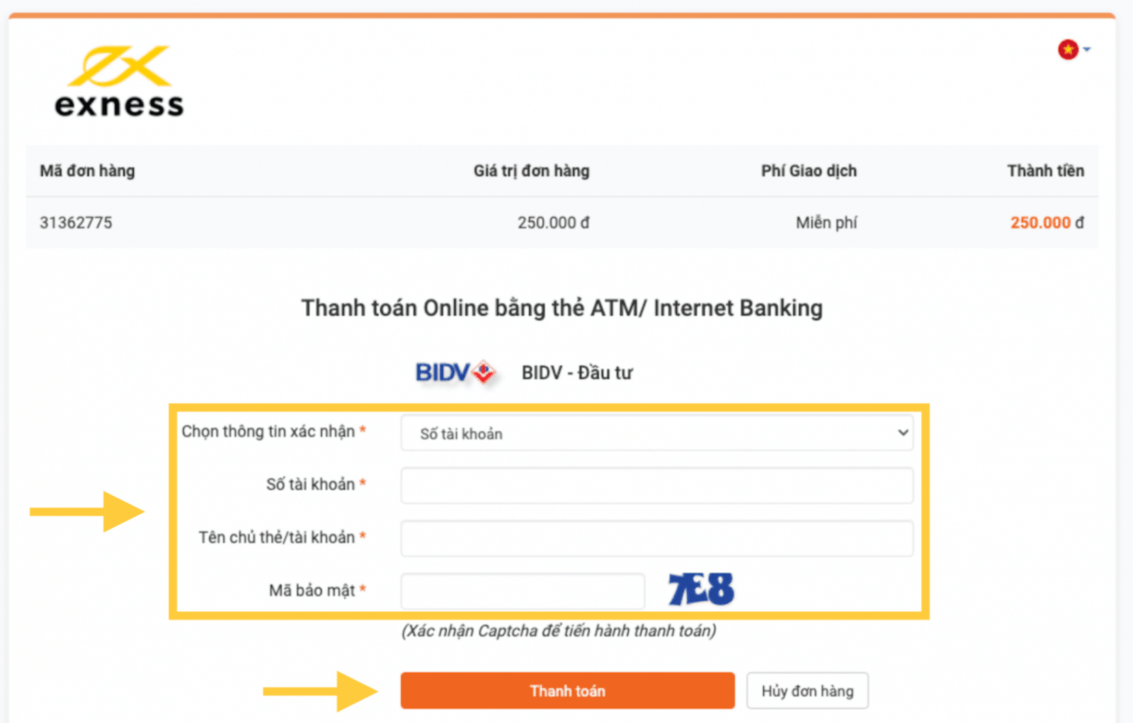 Exness Deposit and Withdraw Money in Vietnam