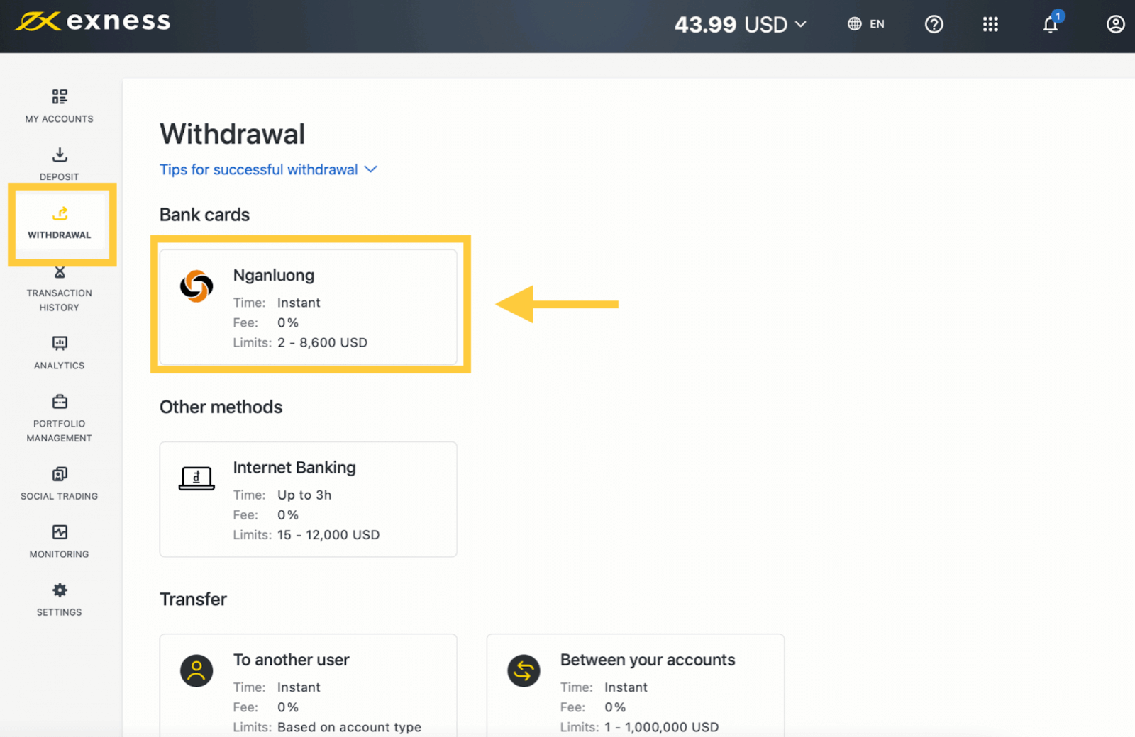 Exness Deposit and Withdraw Money in Vietnam