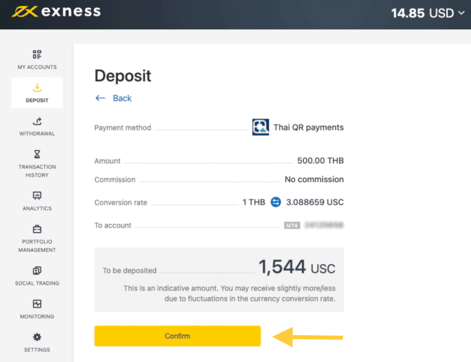Exness Deposit and Withdraw Money in Thailand