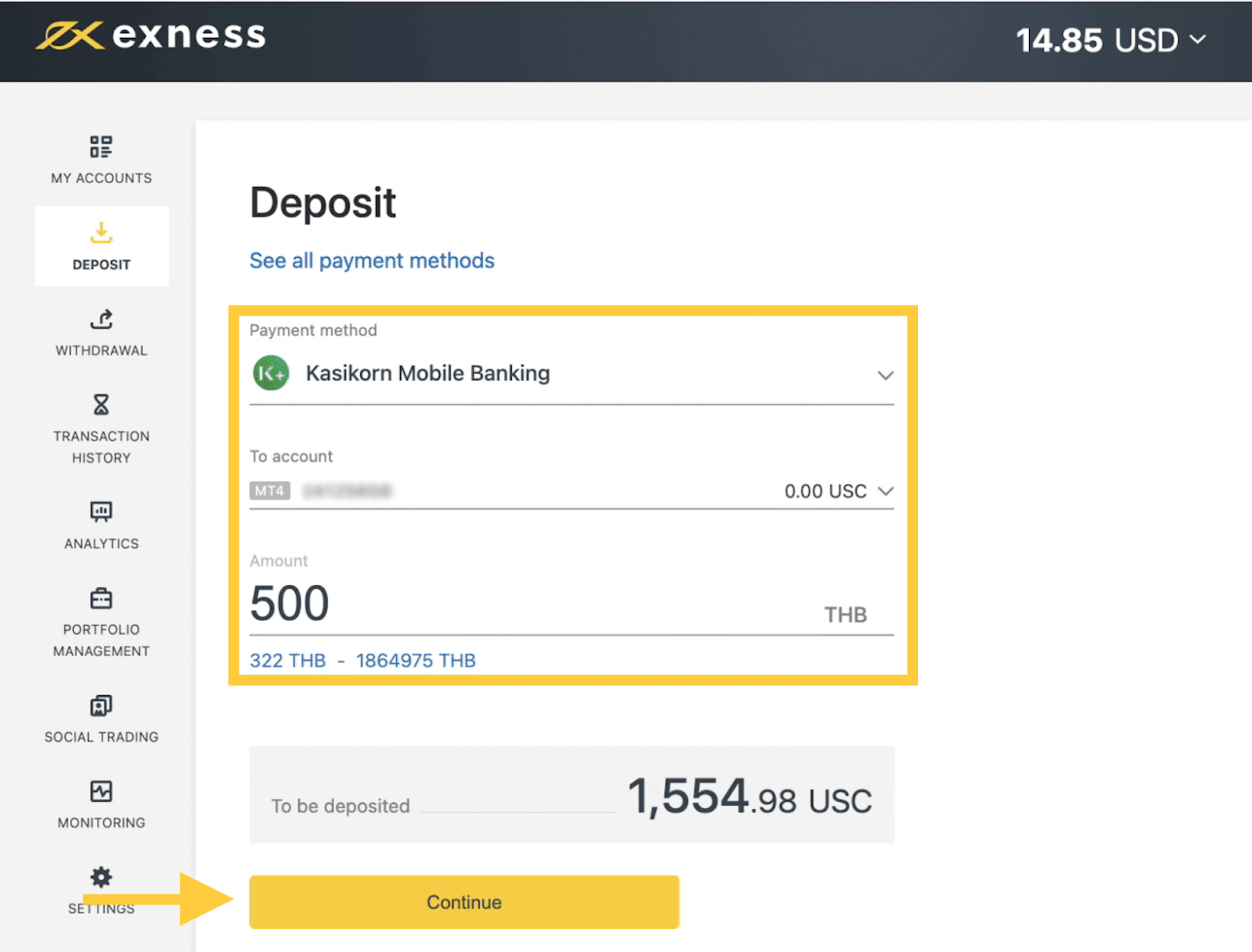 Exness Deposit and Withdraw Money in Thailand