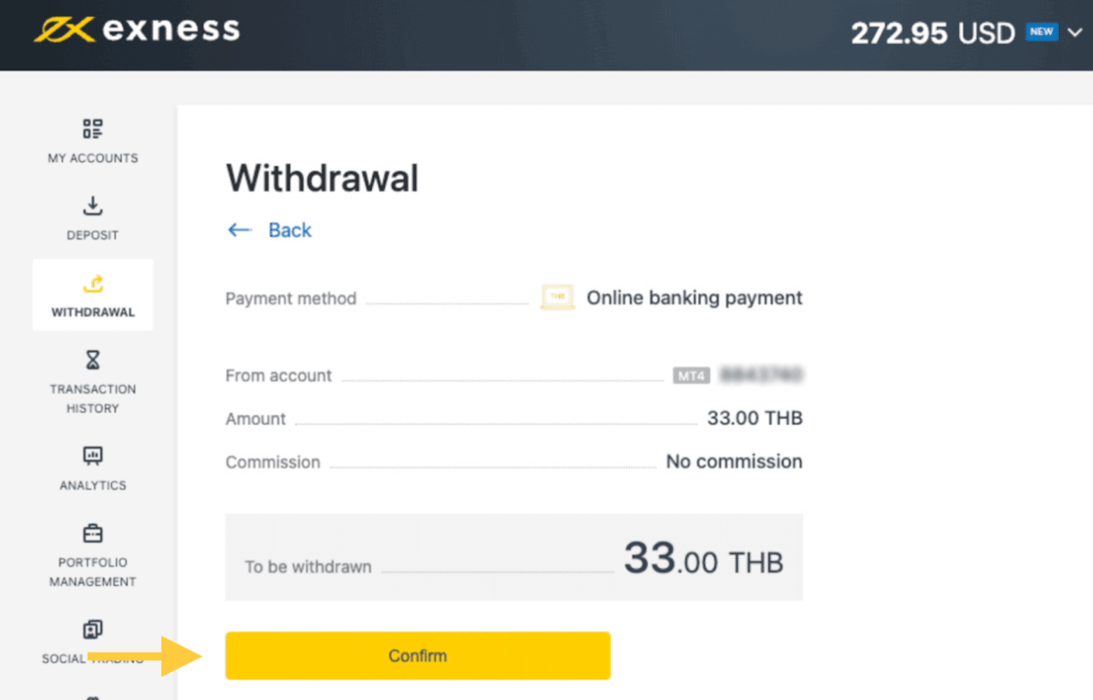 Exness Deposit and Withdraw Money in Thailand