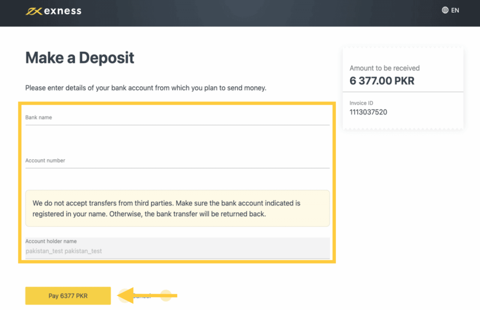 Exness Deposit and Withdraw Money in Pakistan