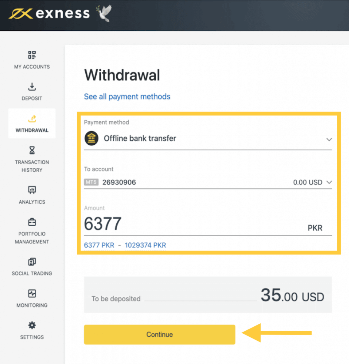Exness Deposit and Withdraw Money in Pakistan