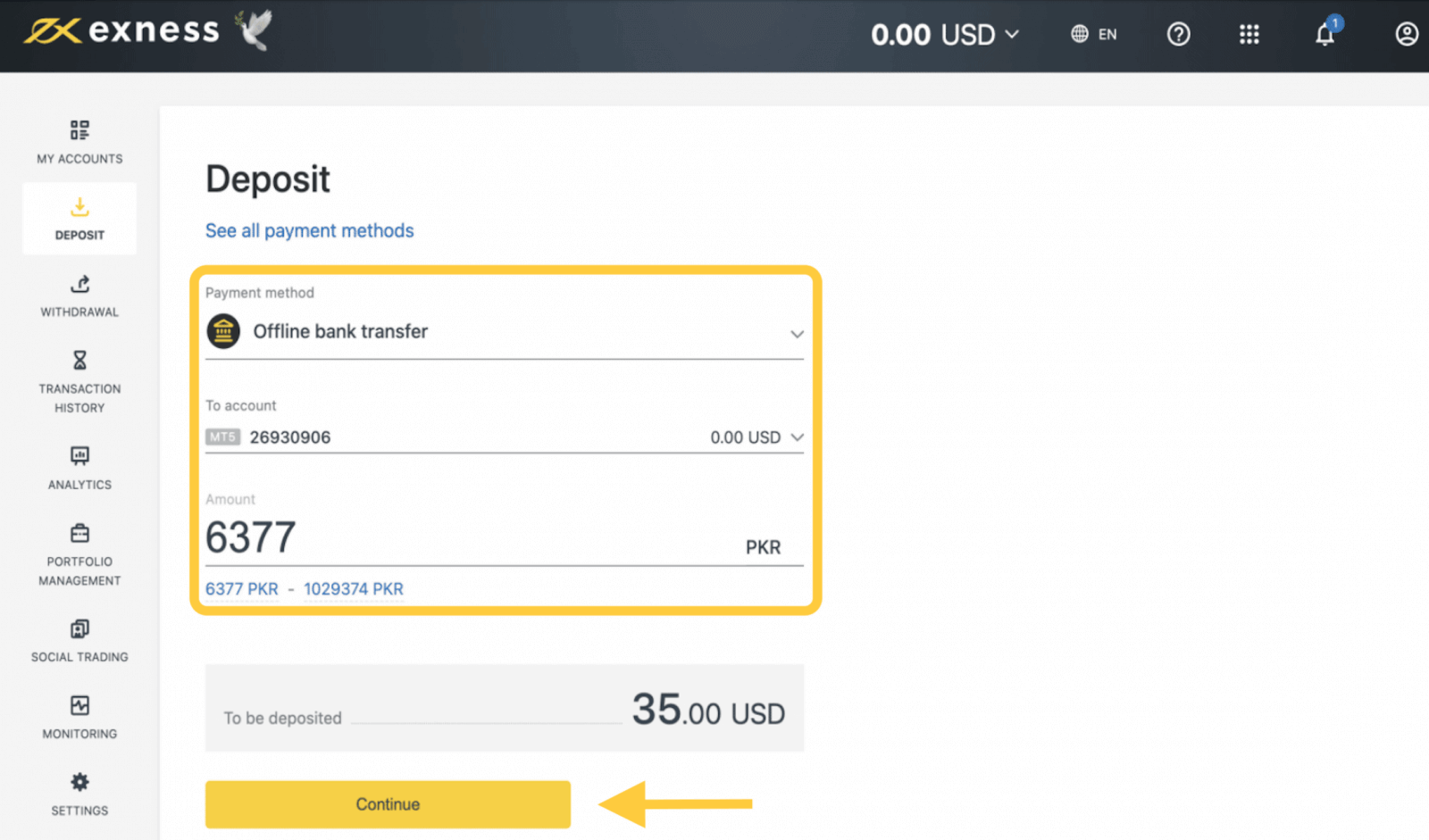 Exness Deposit and Withdraw Money in Pakistan