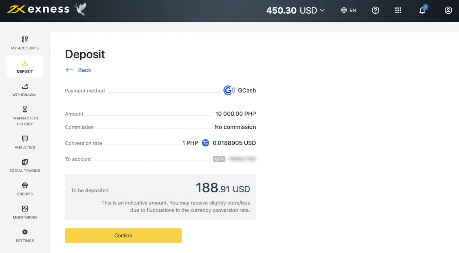 Exness Deposit and Withdraw Money in Philippines