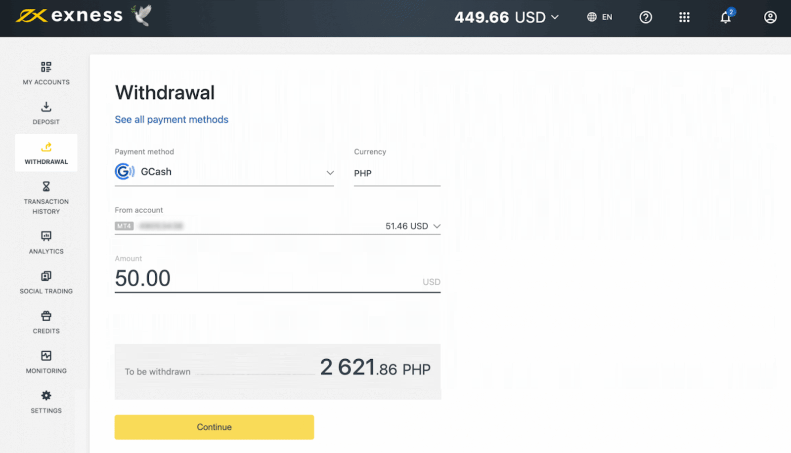 Exness Deposit and Withdraw Money in Philippines
