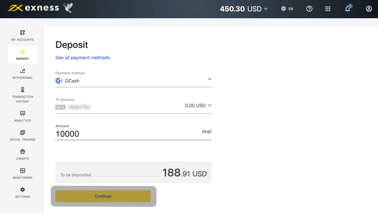 Exness Deposit and Withdraw Money in Philippines