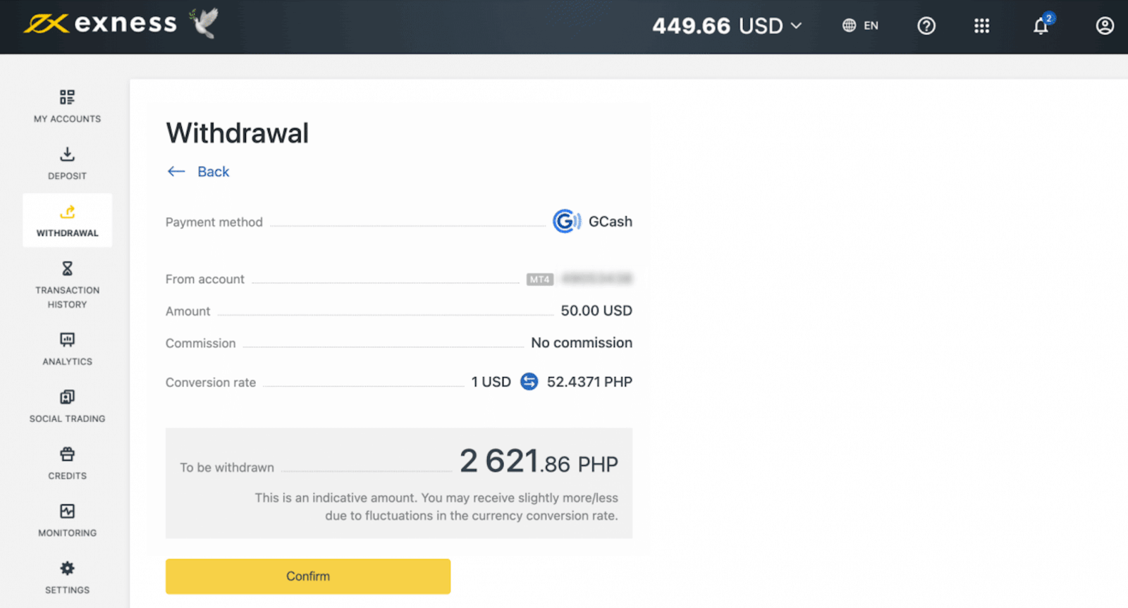 Exness Deposit and Withdraw Money in Philippines