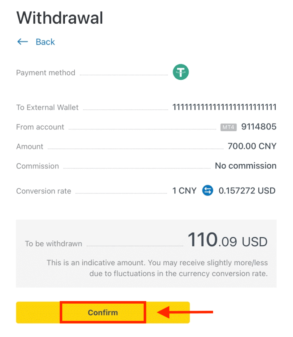 Deposit and Withdrawal using USDT on Exness