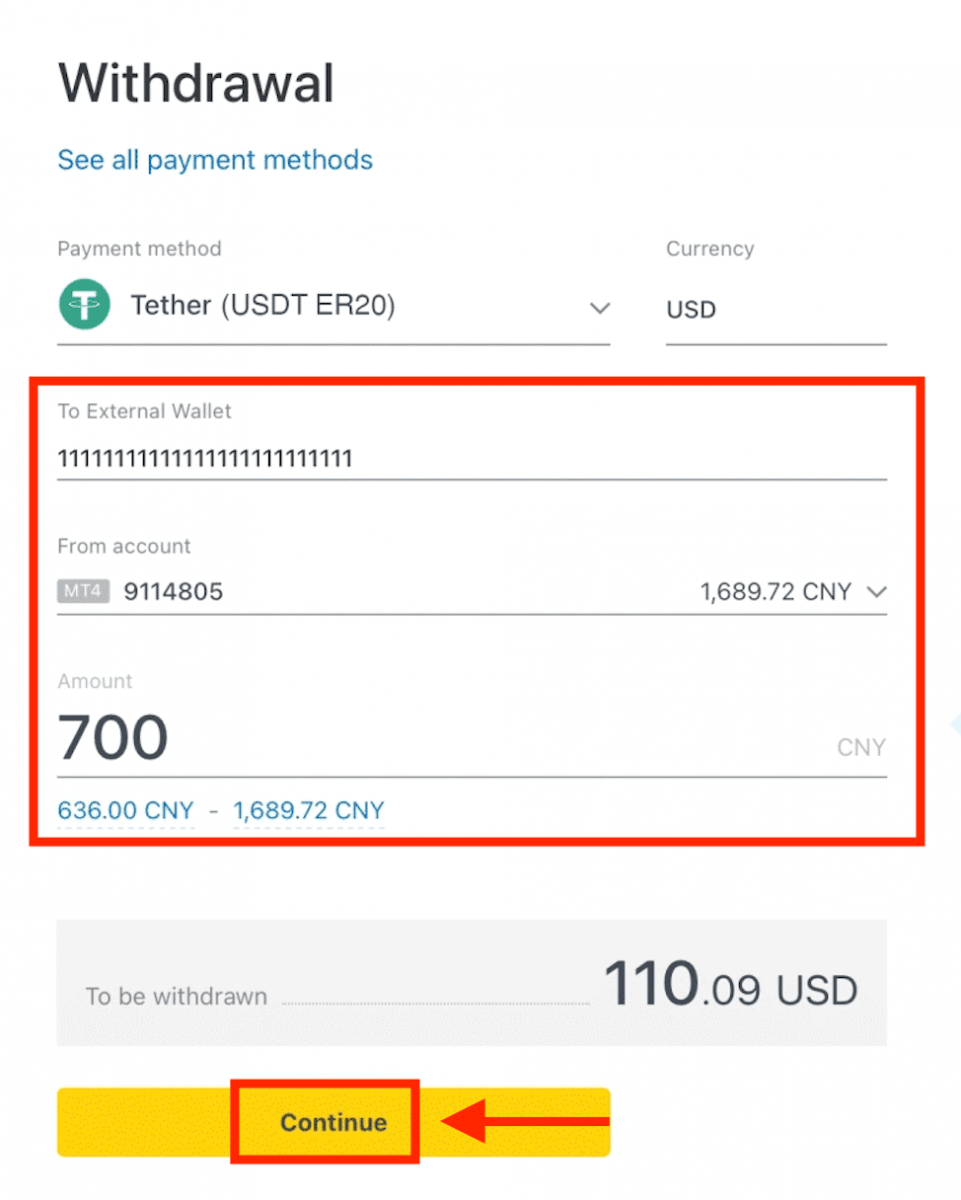 Deposit and Withdrawal using USDT on Exness
