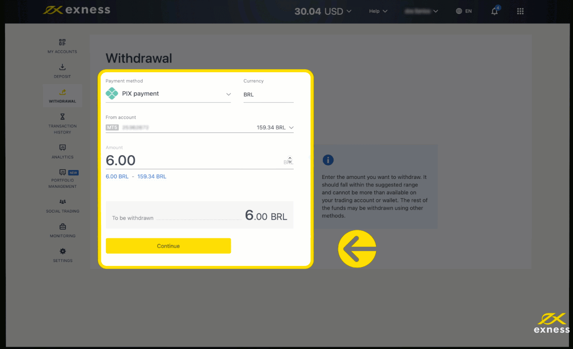 Exness Deposit and Withdraw Money in Brazil