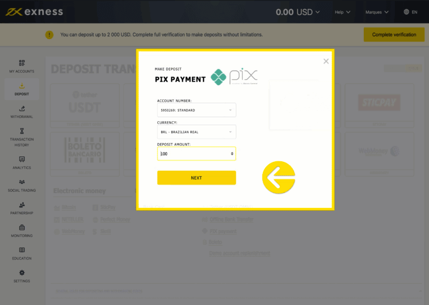 Exness Deposit and Withdraw Money in Brazil