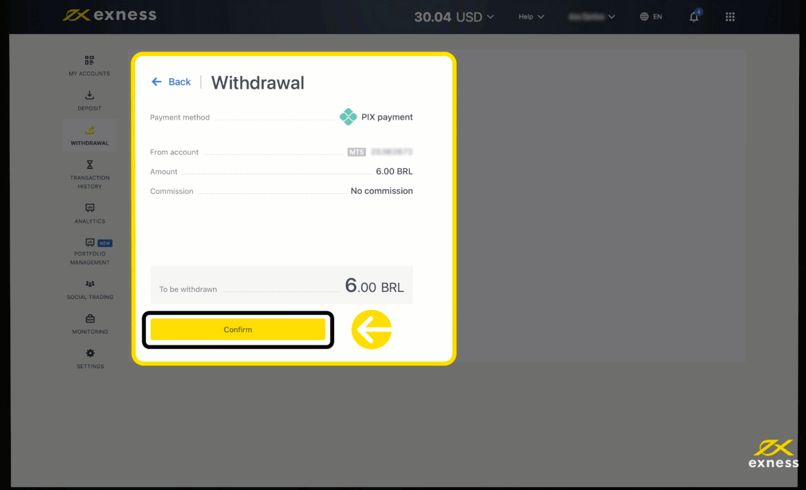 Exness Deposit and Withdraw Money in Brazil