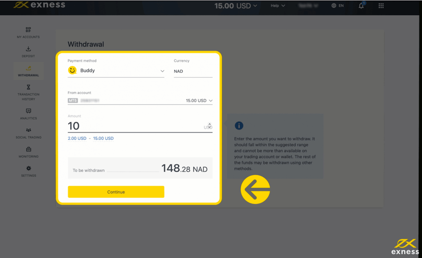 Exness Deposit and Withdraw Money in Namibia
