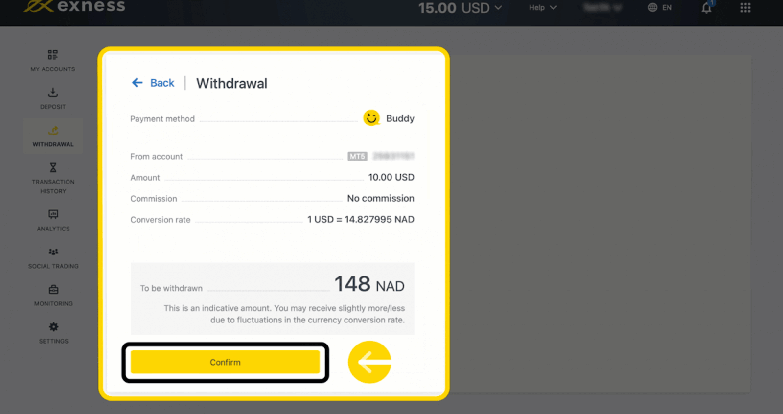 Exness Deposit and Withdraw Money in Namibia