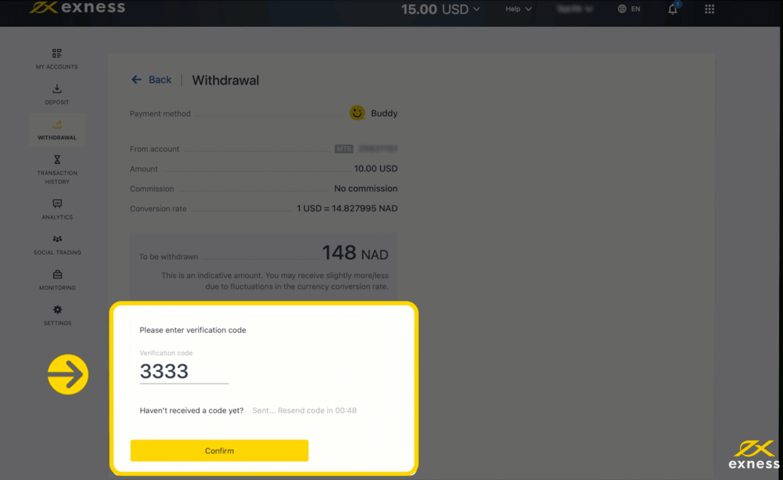 Exness Deposit and Withdraw Money in Namibia
