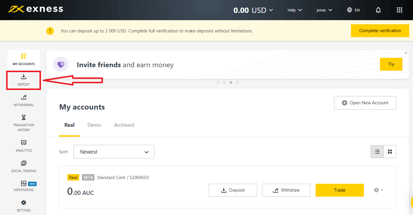 How To Deposit Money on Exness