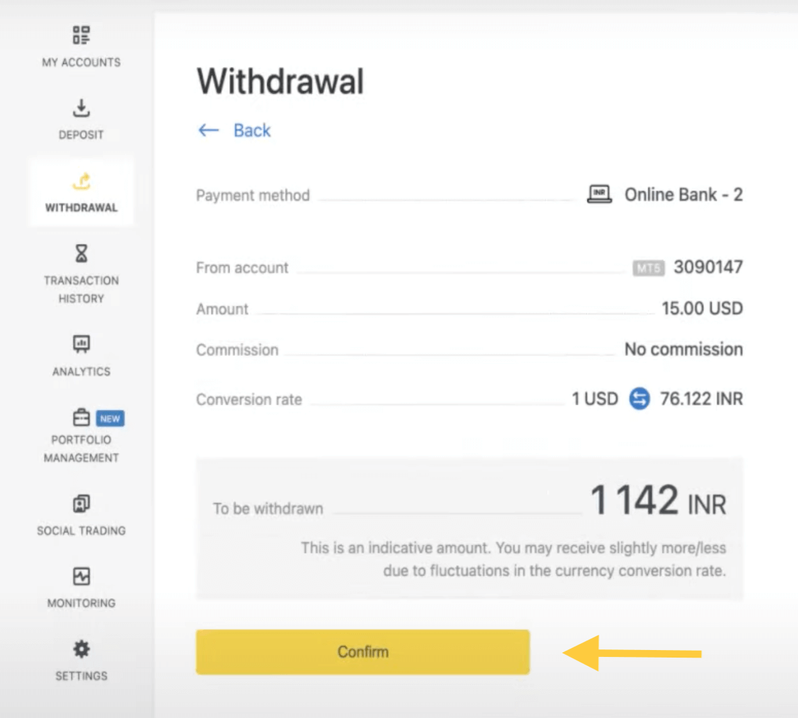 Exness Deposit and Withdraw Money in India