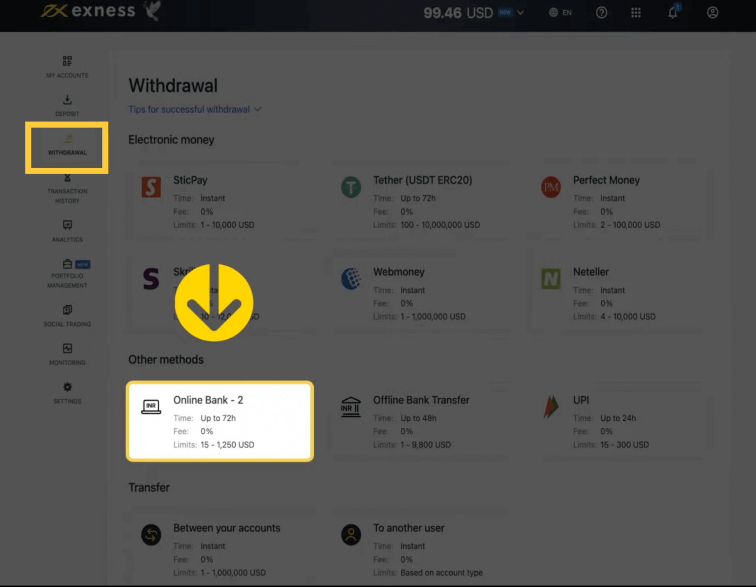 Exness Deposit and Withdraw Money in India