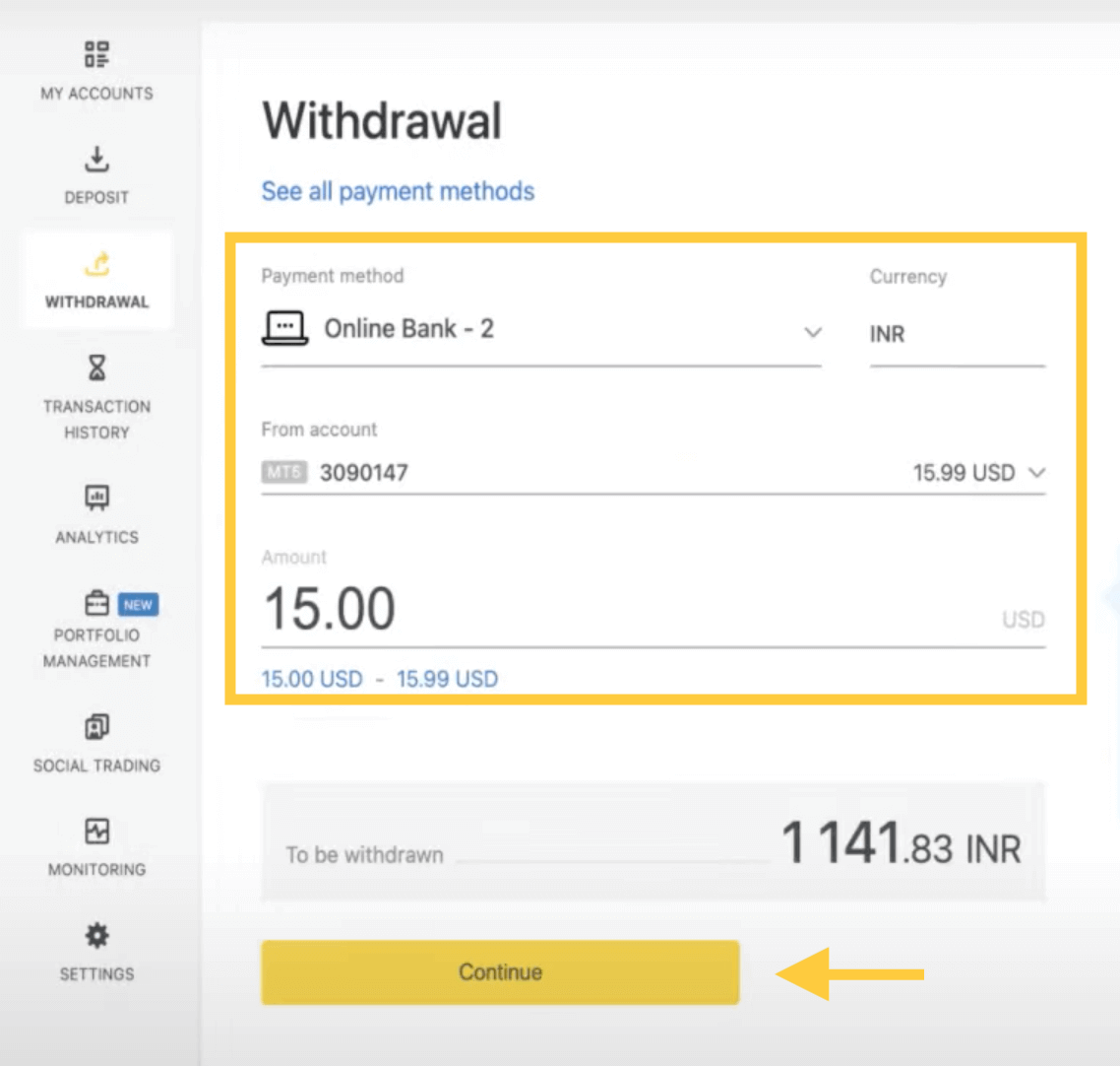 Exness Deposit and Withdraw Money in India
