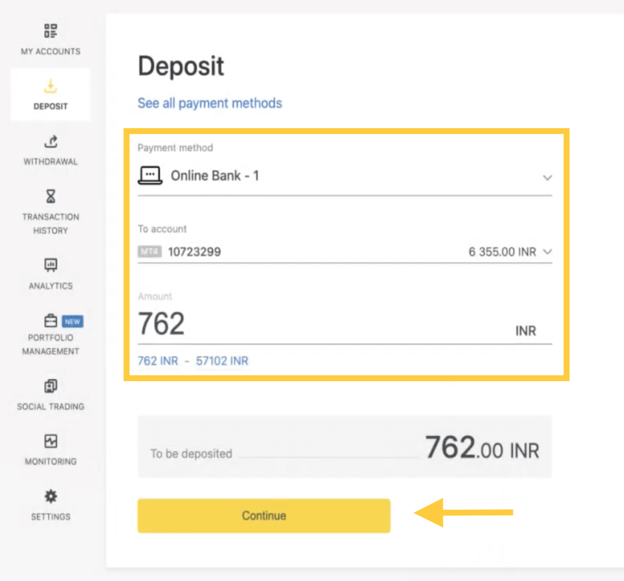 Exness Deposit and Withdraw Money in India