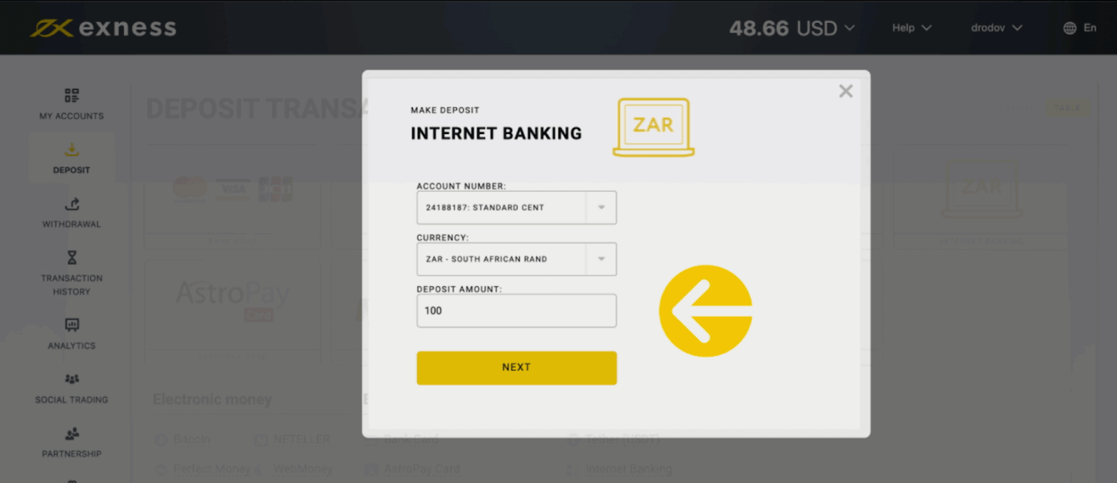 Exness Deposit and Withdraw Money in Africa