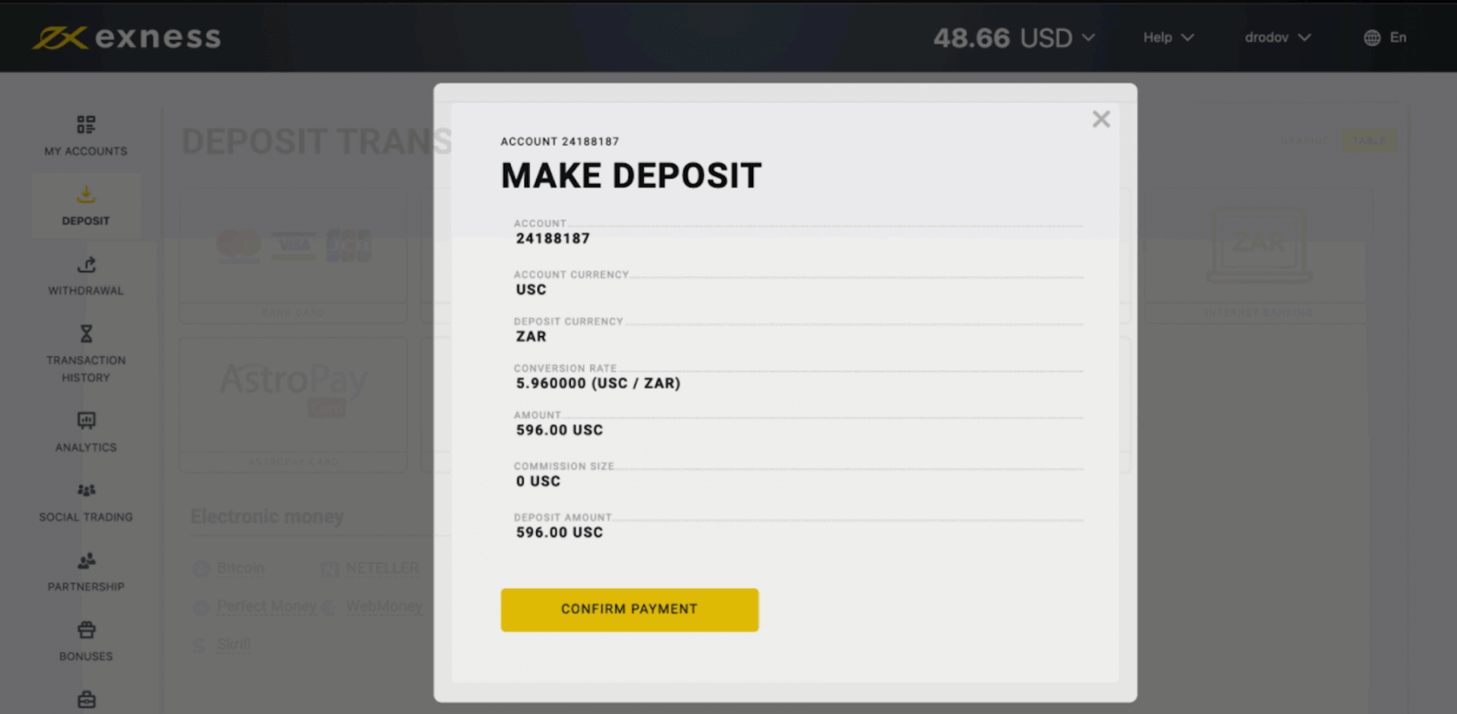 Exness Deposit and Withdraw Money in Africa