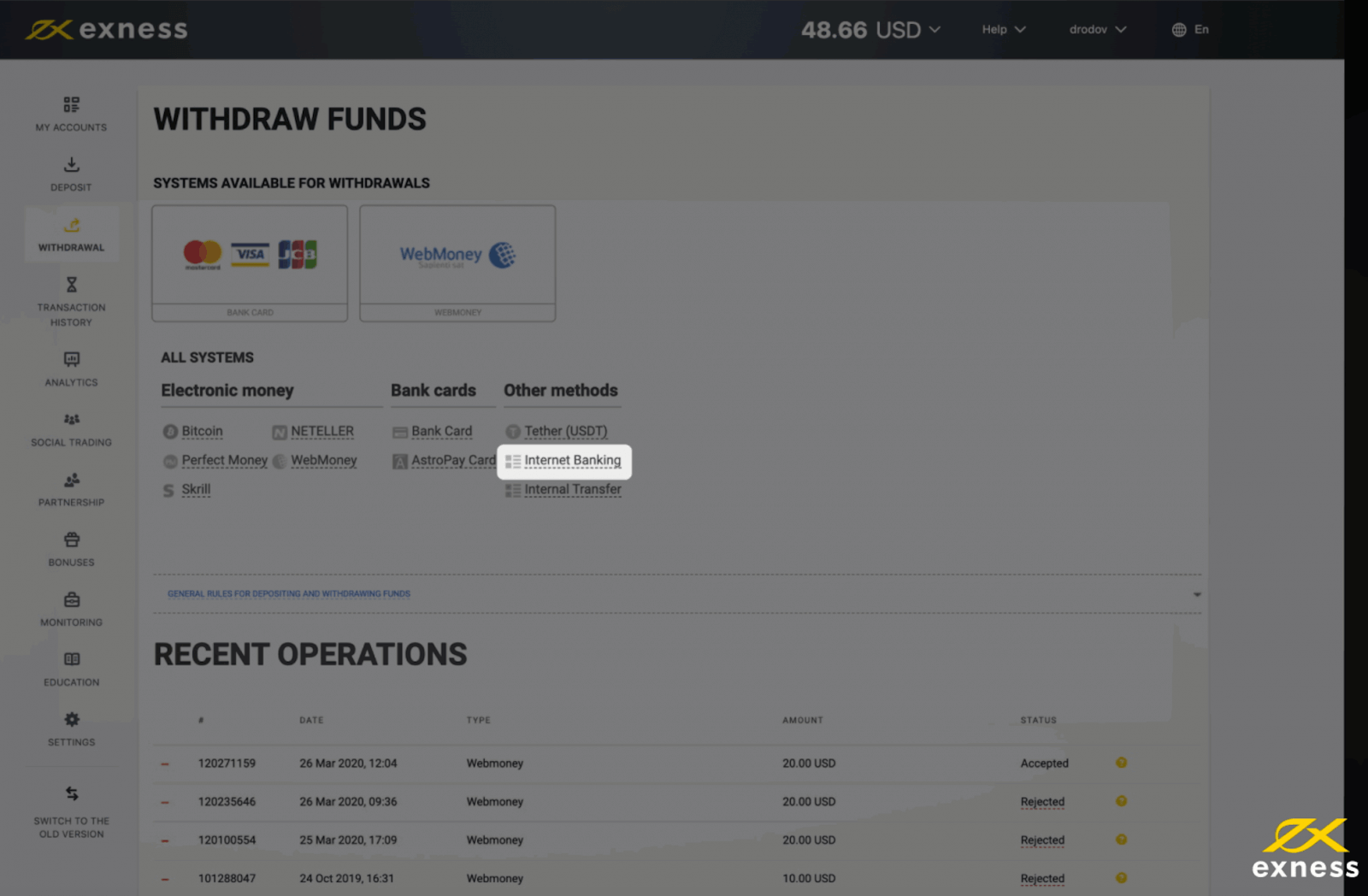 Exness Deposit and Withdraw Money in Africa