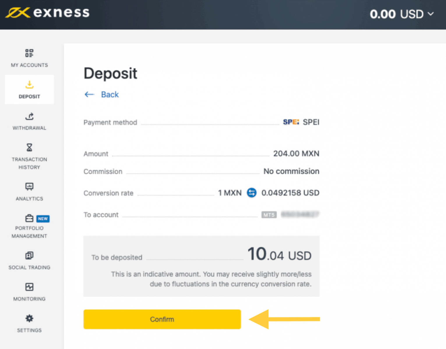 Exness Deposit and Withdraw Money in Mexico