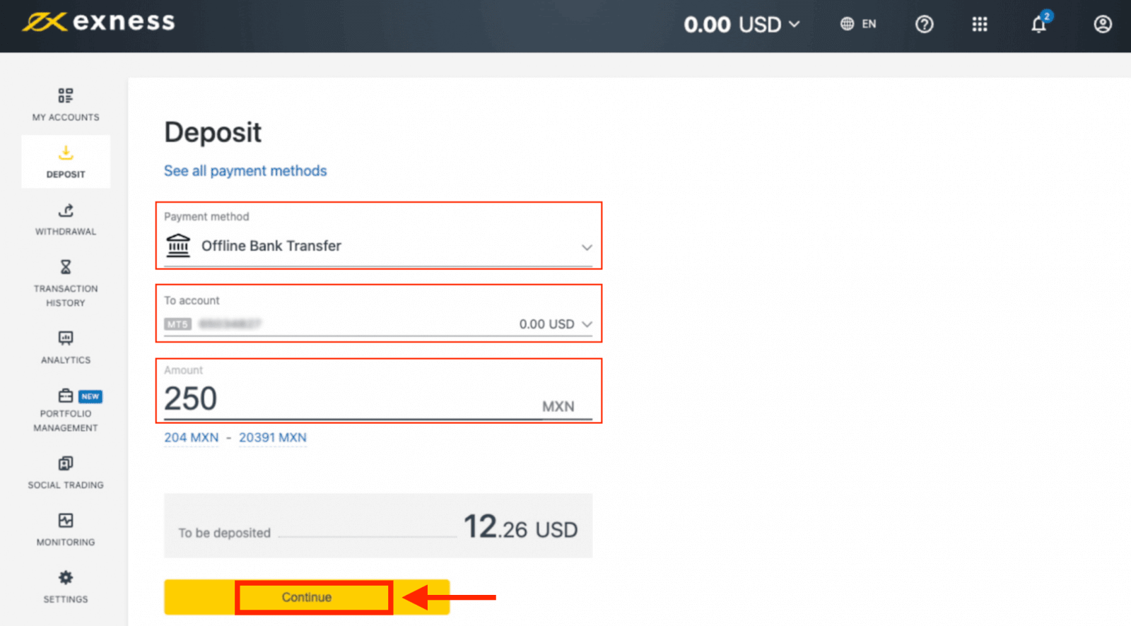 Exness Deposit and Withdraw Money in Mexico