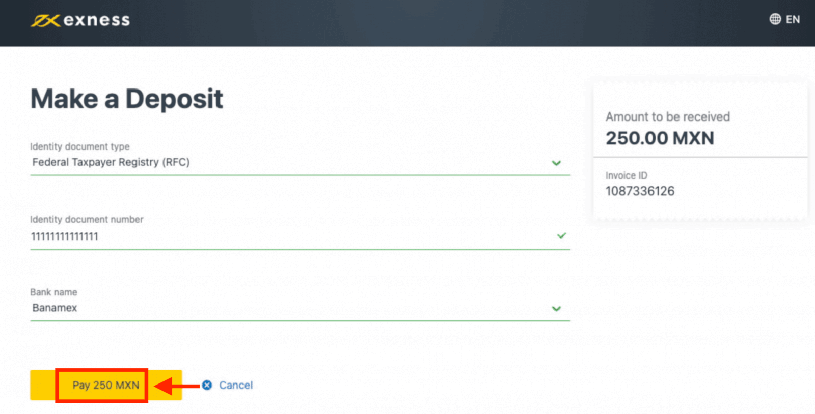 Exness Deposit and Withdraw Money in Mexico