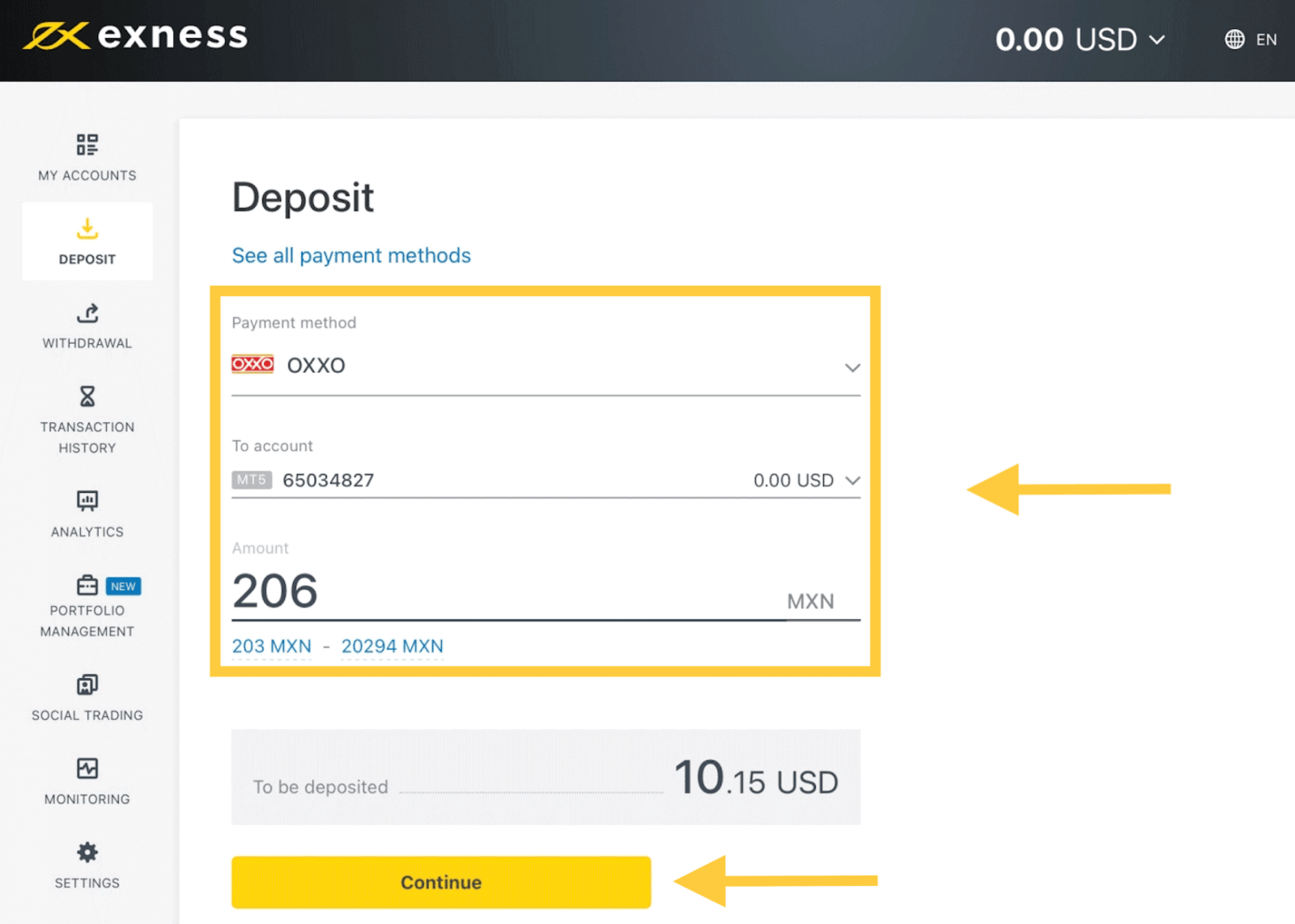 Exness Deposit and Withdraw Money in Mexico