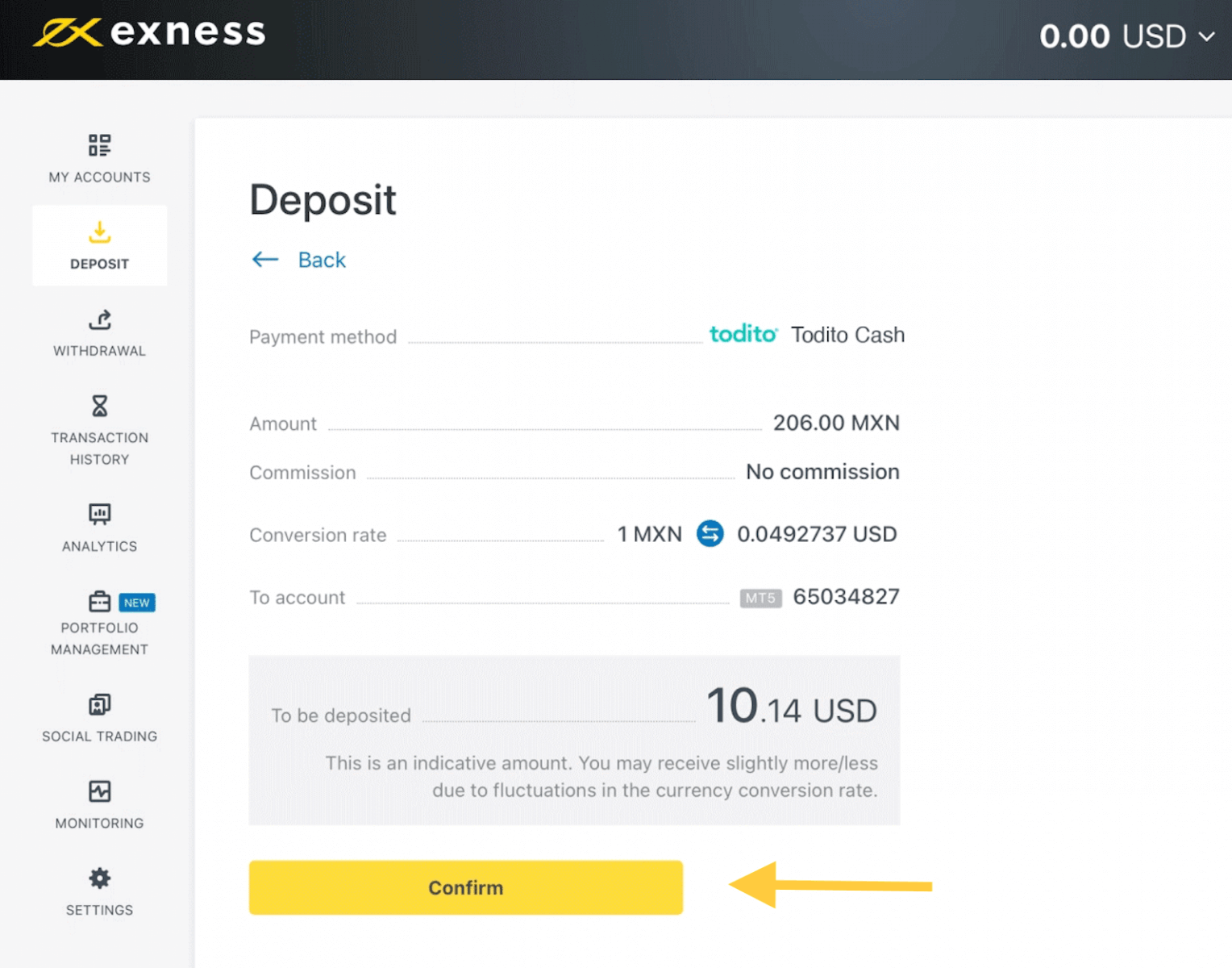 Exness Deposit and Withdraw Money in Mexico