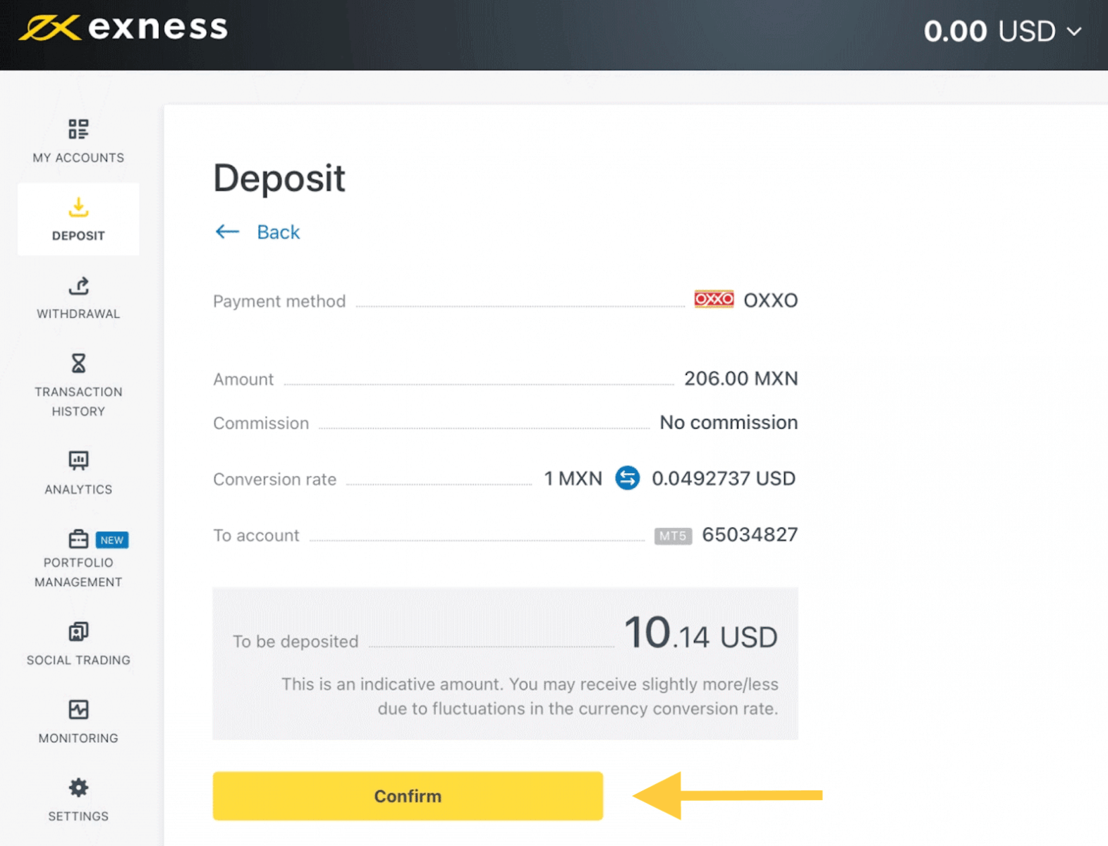 Exness Deposit and Withdraw Money in Mexico