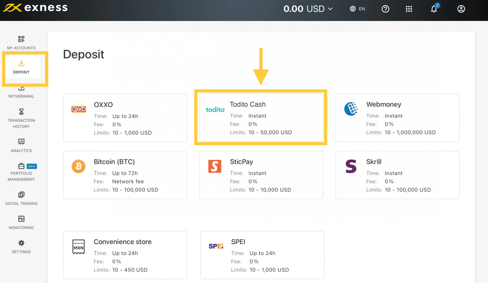 Exness Deposit and Withdraw Money in Mexico