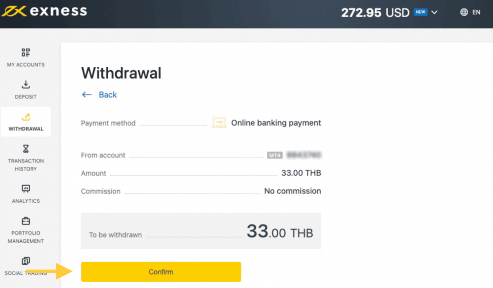 Deposit and Withdrawal on Exness using SCB Bank Mobile Banking