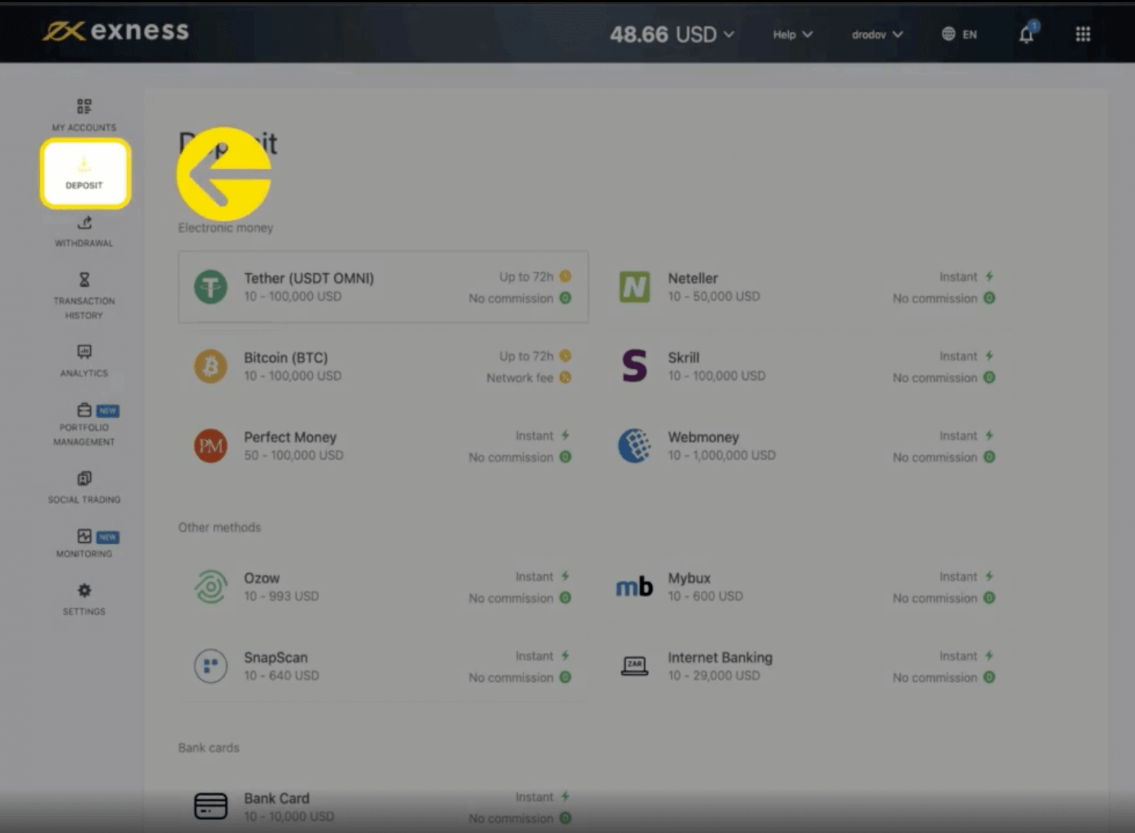 Deposit and Withdrawal on Exness using WebMoney