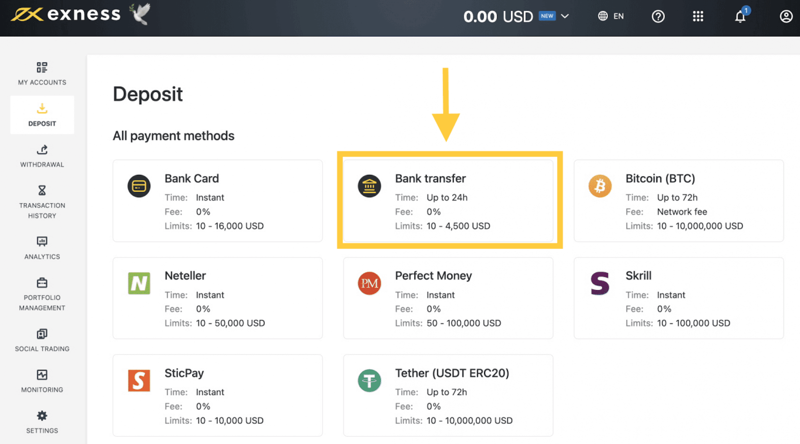 Exness Deposit and Withdraw Money in Argentina
