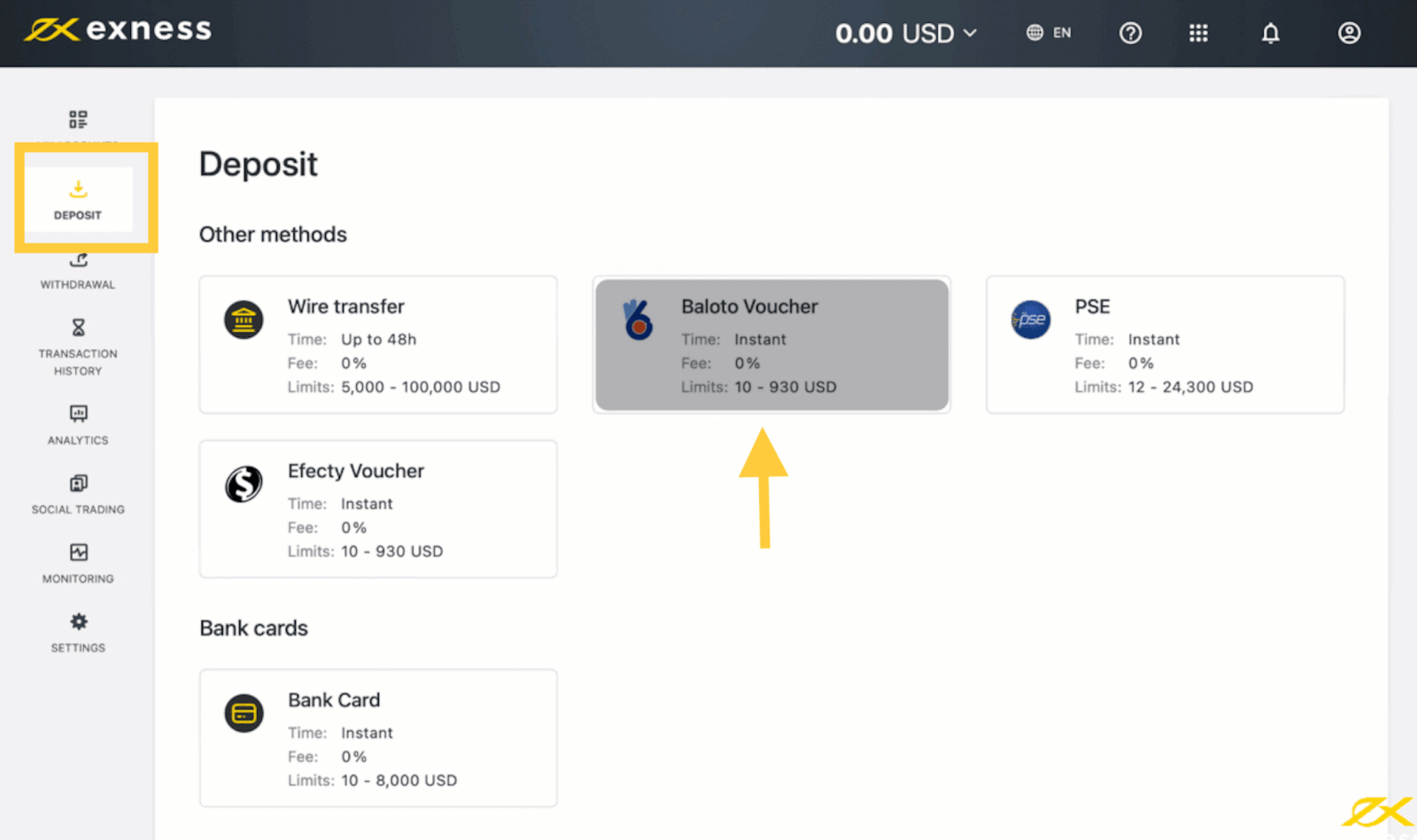 Exness Deposit and Withdraw Money in Colombia